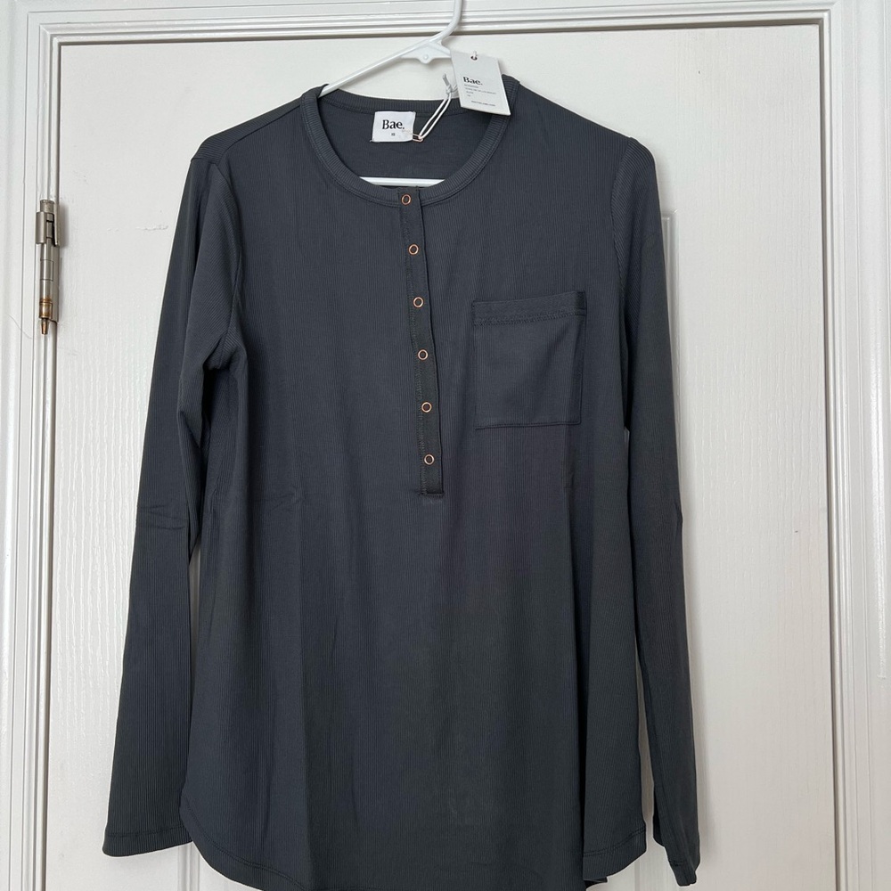 Bae the label maternity and nursing  Long Sleeve Henley Shirt
